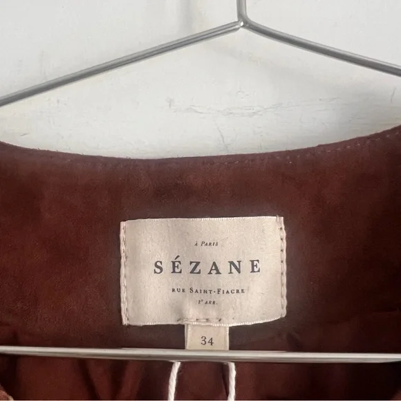 Sezane Tara Jacket - Camel Brown Ochre Patchwork - Picture 3 of 7